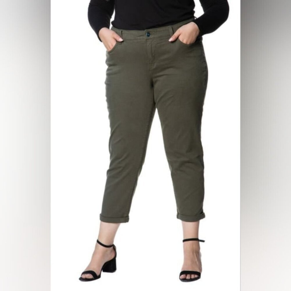 NWT In Every Story Crop Capri Olive Green Stretch Spring Jeans 22